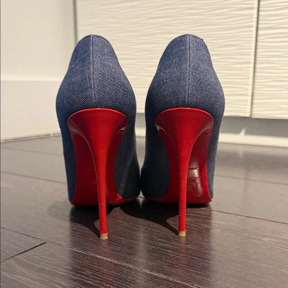 Christian Louboutin Denim Blue Heels Pigale size 39 - Picture 3 of 5